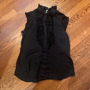 Size Medium Black Ruffle Button Down Blouse